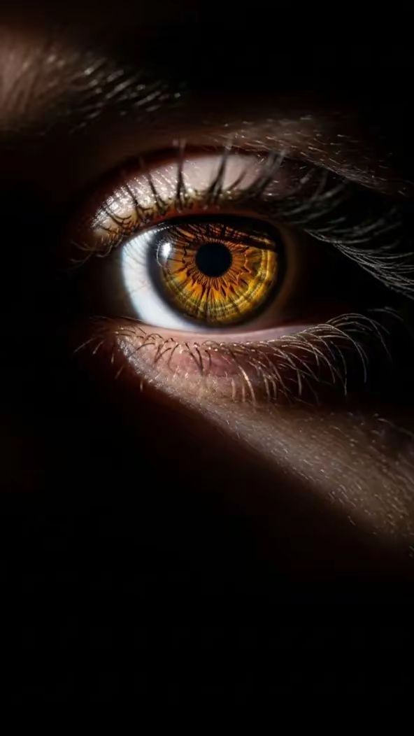 Close-up eye in warm golden light
